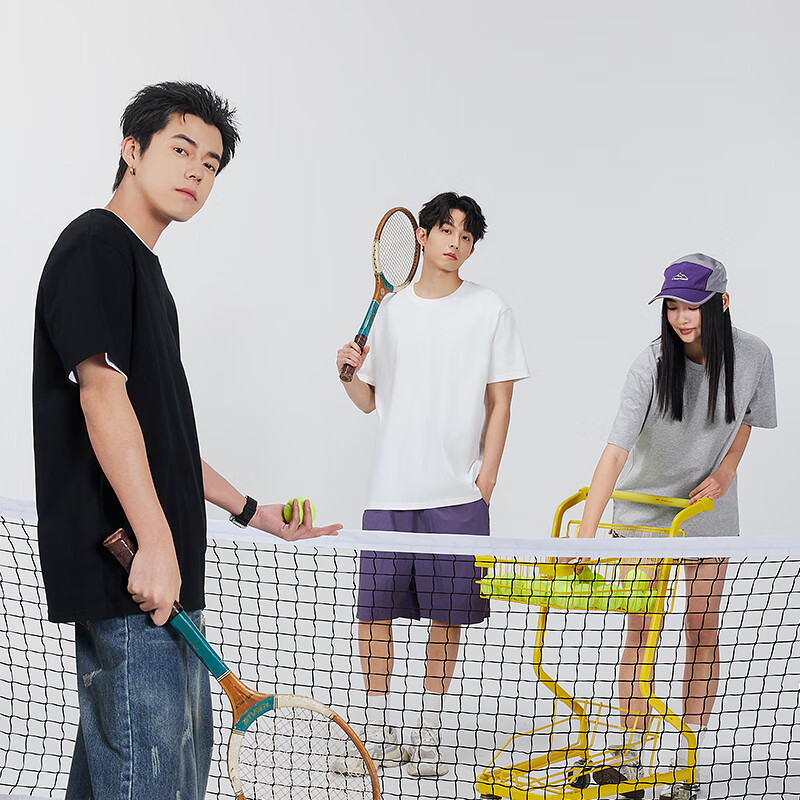 MINISO Men's Short Sleeve Pure Cotton Casual Loose Summer Round Neck Versatile Y...