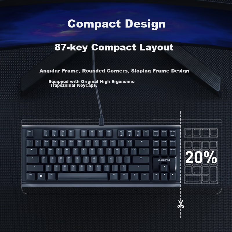 CHERRY MX1.1 Mechanical Keyboard, G80-3910 Gaming Keyboard, Floating Non-Steel S...