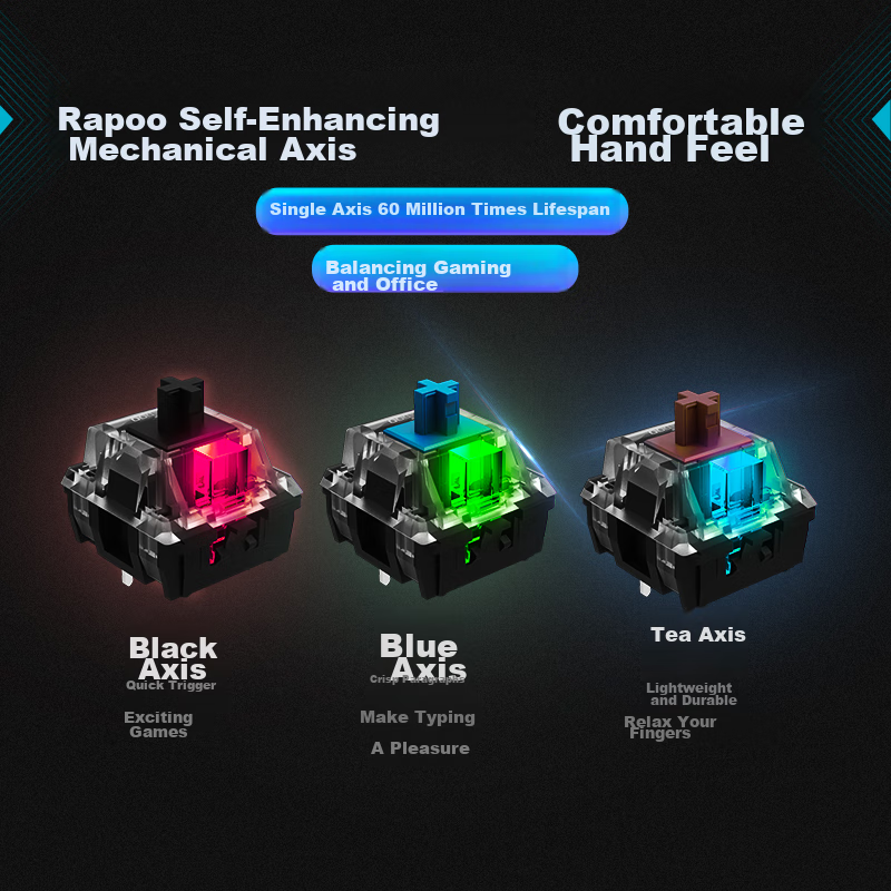 Rapoo V700RGB Alloy Edition Mechanical Keyboard, Wired Keyboard, Gaming Keyboard...