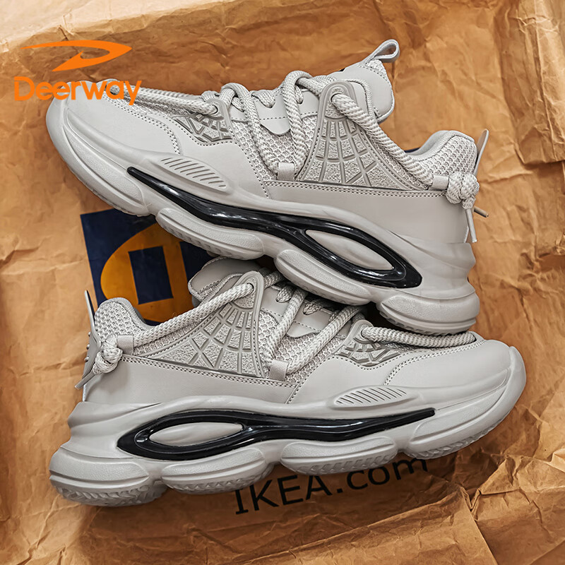 DEERWAY Men's Shoes 2025 Spring Dad Men's Retro Sports Shoes Thick-soled Casual...