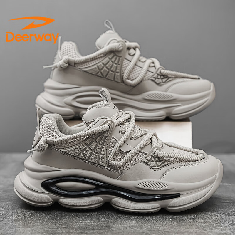 DEERWAY Men's Shoes 2025 Spring Dad Men's Retro Sports Shoes Thick-soled Casual...