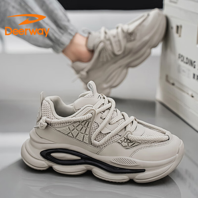 DEERWAY Men's Shoes 2025 Spring Dad Men's Retro Sports Shoes Thick-soled Casual...
