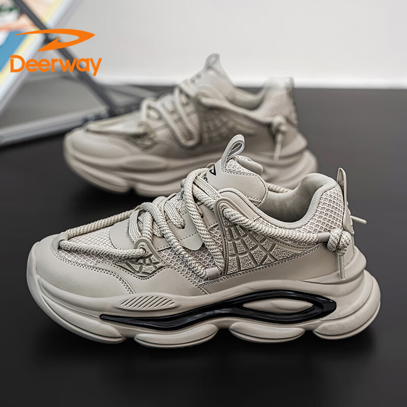 DEERWAY Men's Shoes 2025 Spring Dad Men's Retro Sports Shoes Thick-soled Casual...