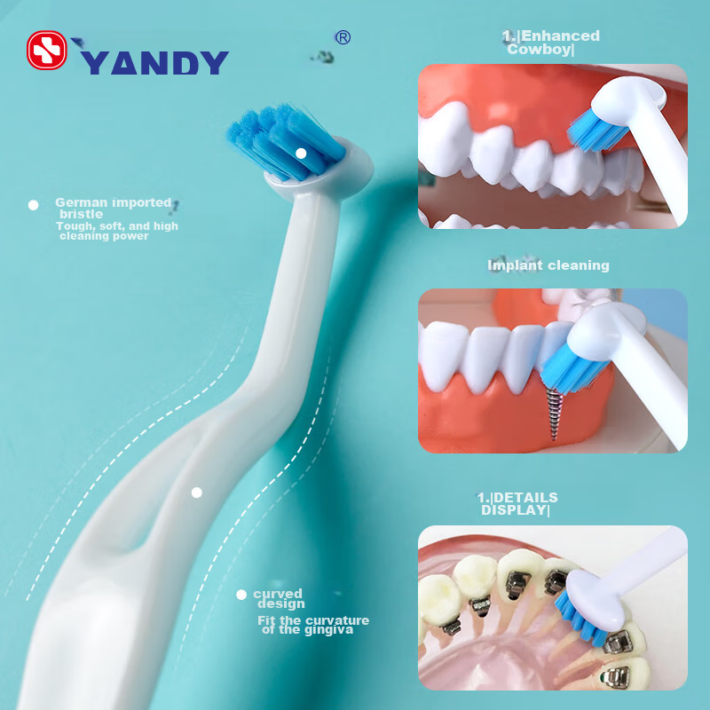 YANDY Dental Implant Brush Single Piece, for Teeth Braces during Orthodontic Tre...