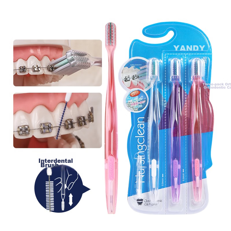 YANDY Orthodontic Toothbrush, Concave U-Shaped, 3-Pack, for Adults And Children...