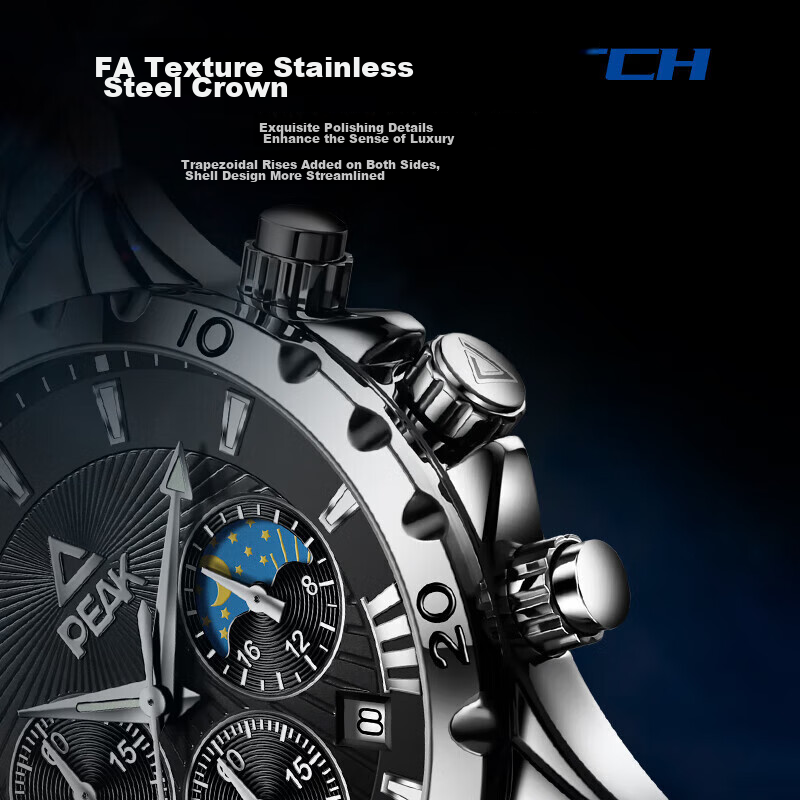 PEAK Haohan Series Men's Watch, Business Style, for Office Workers, Fashionable...