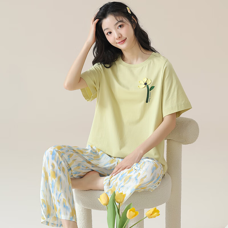 Xueximan Women's Pajamas, Spring And Summer, Xinjiang Cotton, with Chest Pads, H...
