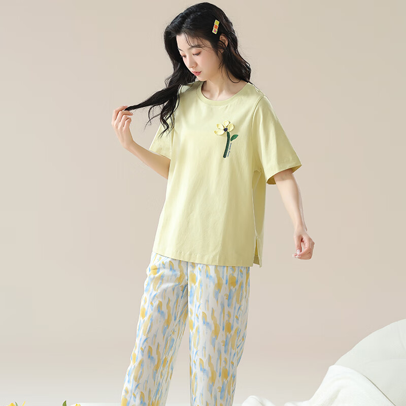 Xueximan Women's Pajamas, Spring And Summer, Xinjiang Cotton, with Chest Pads, H...