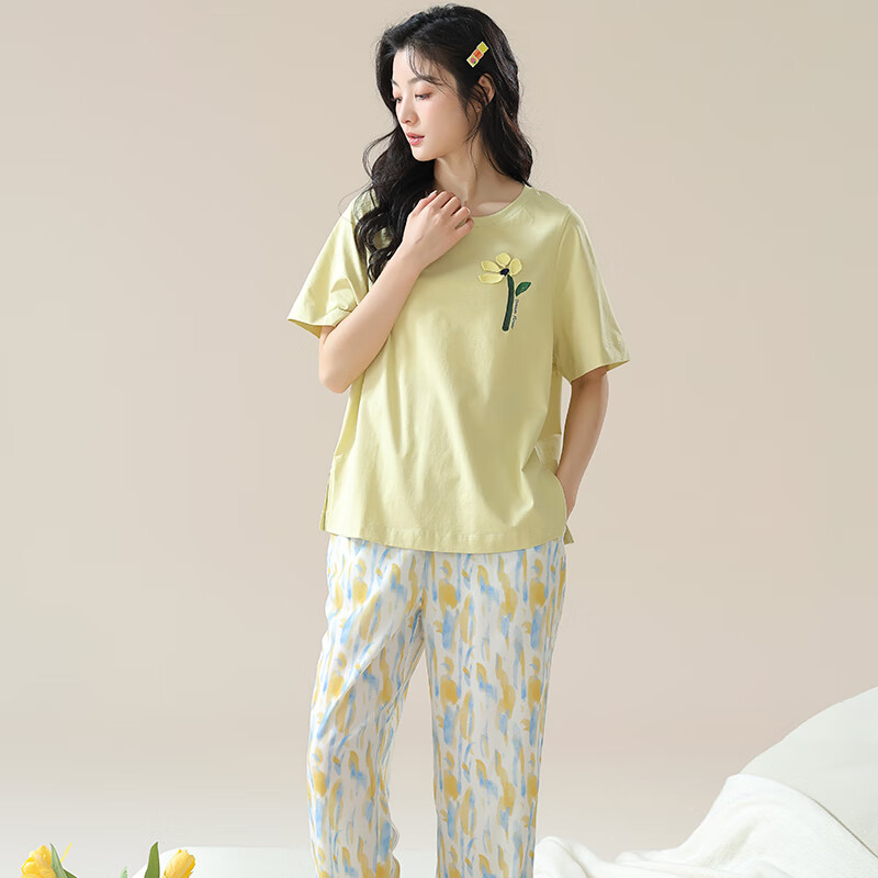 Xueximan Women's Pajamas, Spring And Summer, Xinjiang Cotton, with Chest Pads, H...