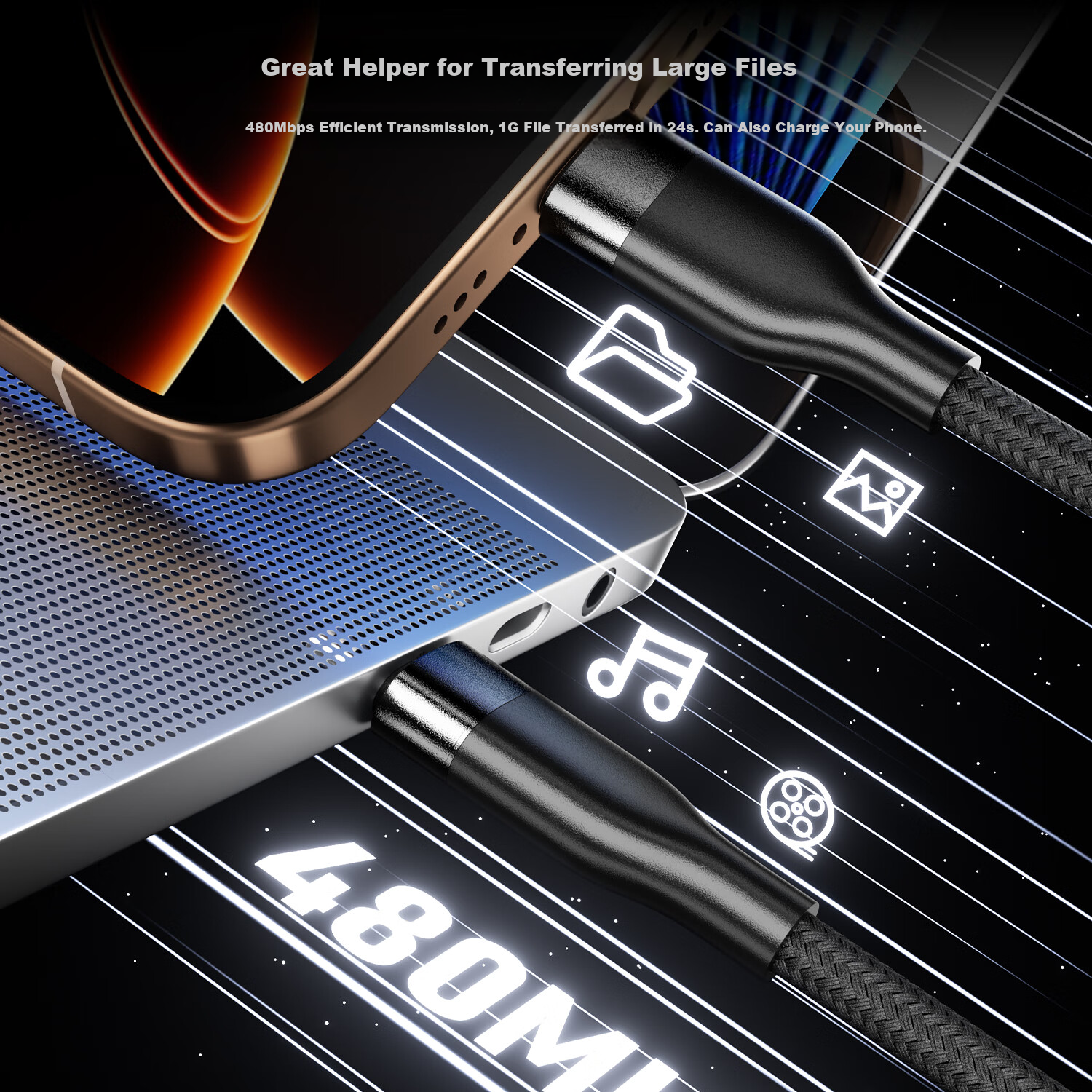 CangHua Type-C 3-in-1 Charging Cable PD100W/30W Fast Charge One Drag Three Head...