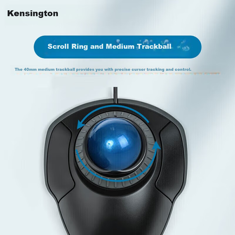 Kensington Trackball Ergonomic Mouse for Home Office Design with Control Ring fo...