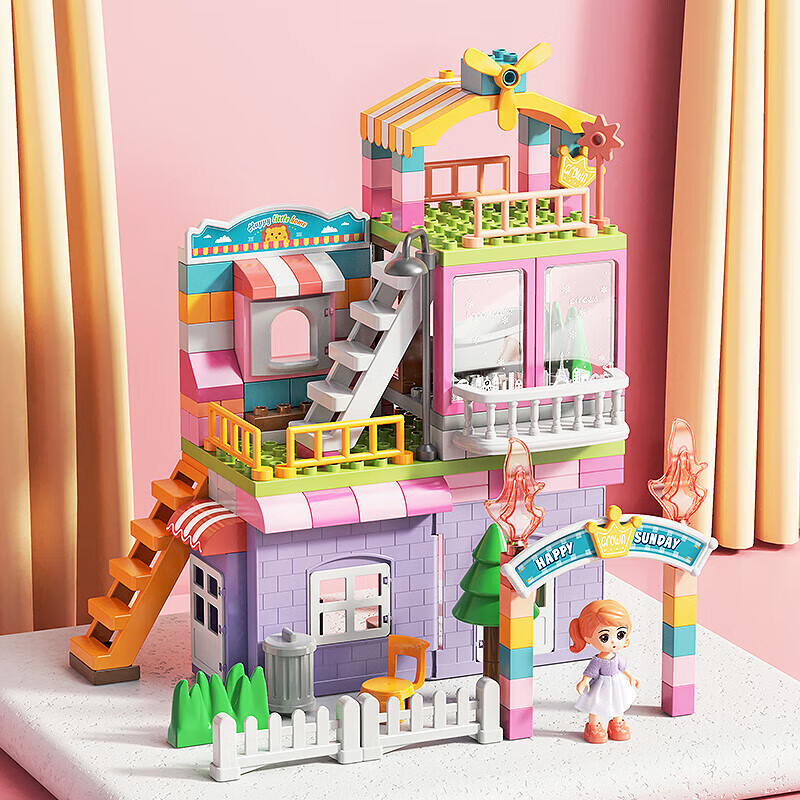 FEELO Large Particle Building Blocks Toy Compatible with LEGO Children Boys Girls New Year Gift Princess Villa 1662