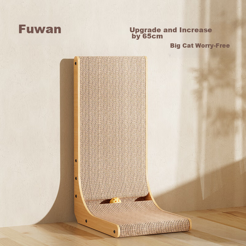 Fukumaru Vertical Cat Scratching Board, Large L-Shaped with Small Ball