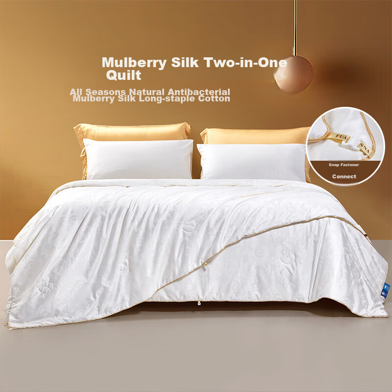 FUANNA 100% Mulberry Silk Winter Quilt Thickened Mother and Child Quilt Core Single 6kg 152*210cm White