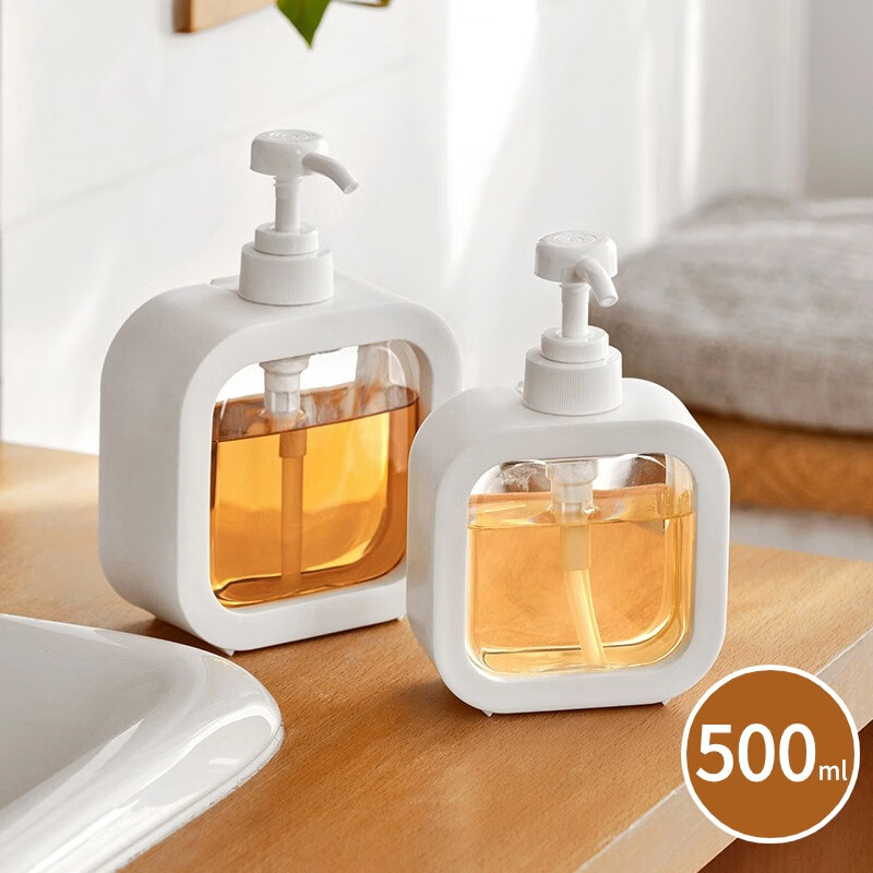 Hepu Hand Soap Dispenser Pump Bottle, Empty Shower Gel Refillable Bottle, Large Capacity Wash Bottle, Portable, 500ml