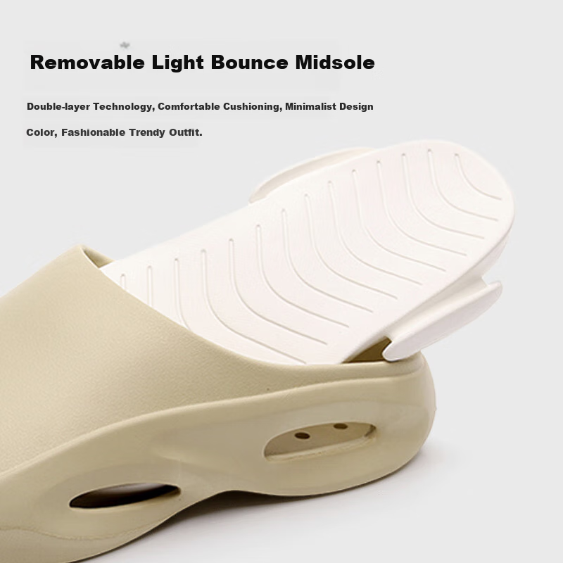 Golofee Men's Summer Thick-Soled Anti-Slip EVA Outdoor Slippers for Home Use Black and White Size 44-45