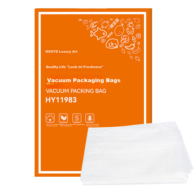 HOOYE (HOOYE) Vacuum Sealer Bags Food Fresh-keeping Packaging Bags Vacuum Embossed Bags Plastic Sealing Bags 17*25cm 50 Pieces/Box HY11983