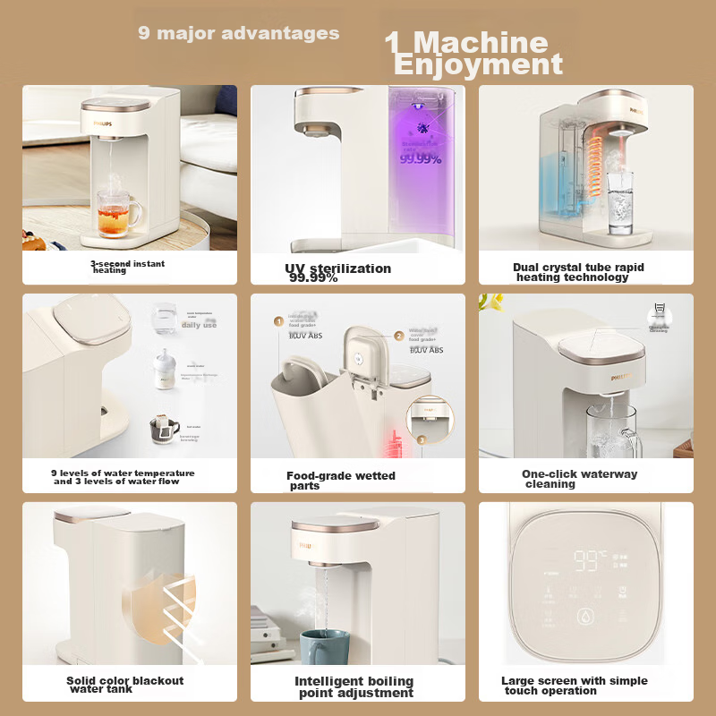 Philips Instant Hot Water Dispenser, Home UV Sterilization, Compact Countertop Water Dispenser, No Installation Required, Office Desktop Hot Drink Machine, Direct Drinking Machine, Electric Kettle, Te