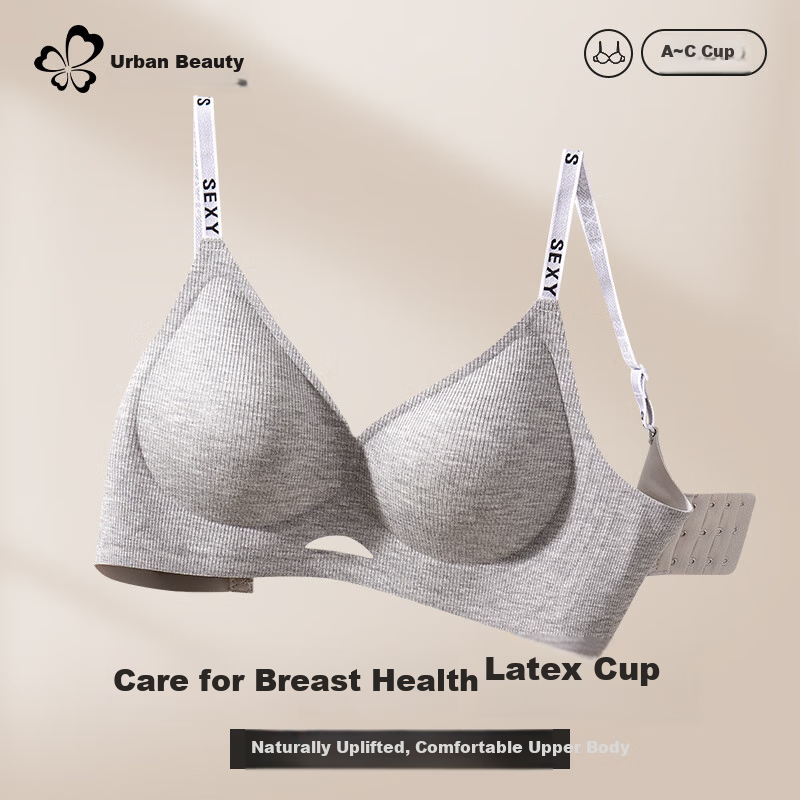 Urban Beauty Women's Seamless Wireless Push-Up Bra with Thin Shoulder Straps and Invisible Bra Grey XXL