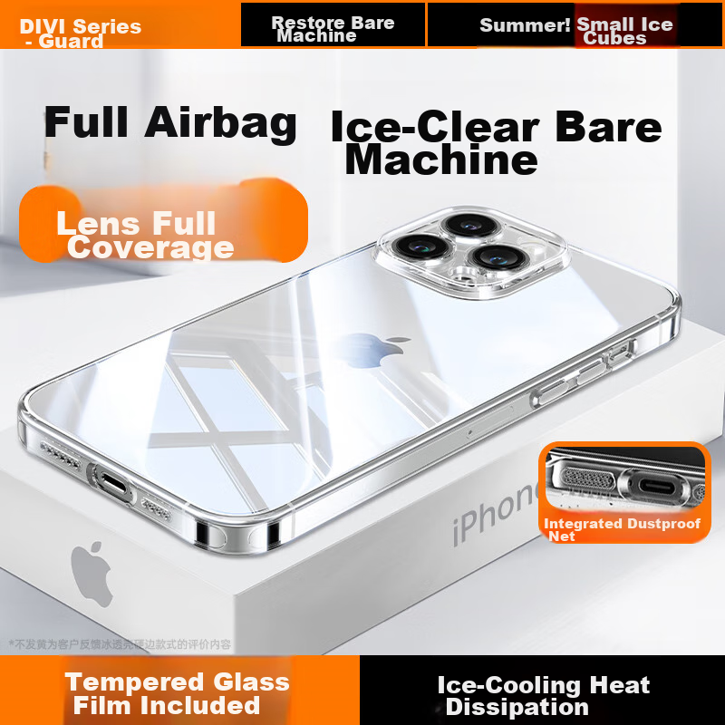 DIVI Phone Case for Apple IPhone 14 Plus, Full Lens Protection, Transparent Ultra-Thin Silicone Soft Case with Air Cushion, Shockproof