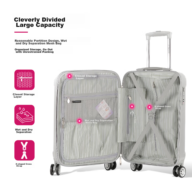 Diplomat 20-Inch Expandable Luggage Suitcase with Wheels, Password Lock, for Men And Women, Travel Trolley Case, TC-6012 Silver