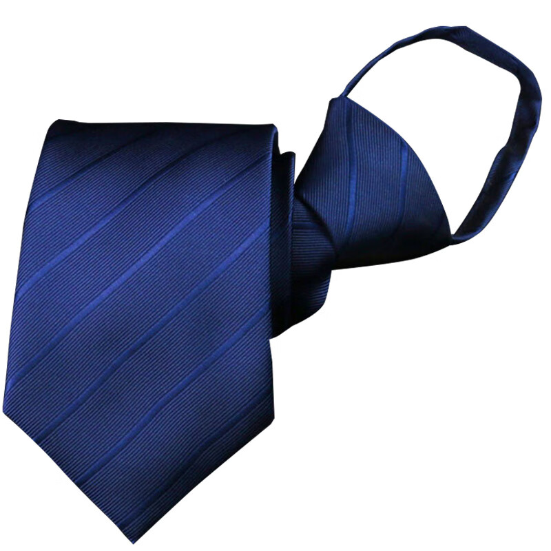 GLO-STORY Zipper Tie for Men, Formal Business 8cm Easy-Pull Lazy Tie, Gift Box Set, Blue Subtle Striped