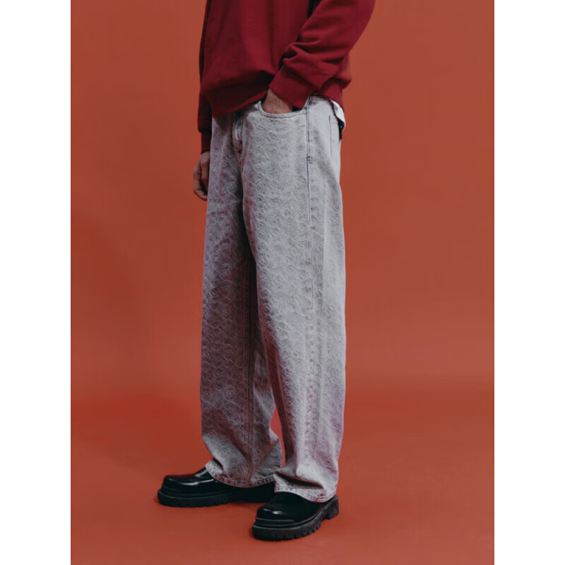 GXG Men's Wear Gong Jun's Same Style New Year Series Jade Dragon Ring Denim Pants Men 24 Autumn Blue 1 170/M