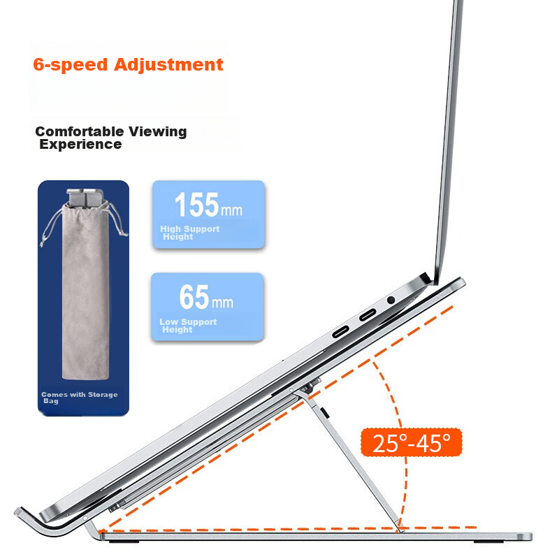 HAILE Laptop Stand, Cooling Stand, Aluminum Alloy Portable Folding Adjustable Height Riser, for Apple Mac, Lenovo Legion, Huawei, AC-4S