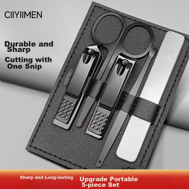 CIIYIIMEN Sharp And Durable Nail Clipper Set, Complete Tool Kit Including Nail Clippers, Nail Nippers, Nose Hair Trimmers, And Manicure Set, 5-Piece Set