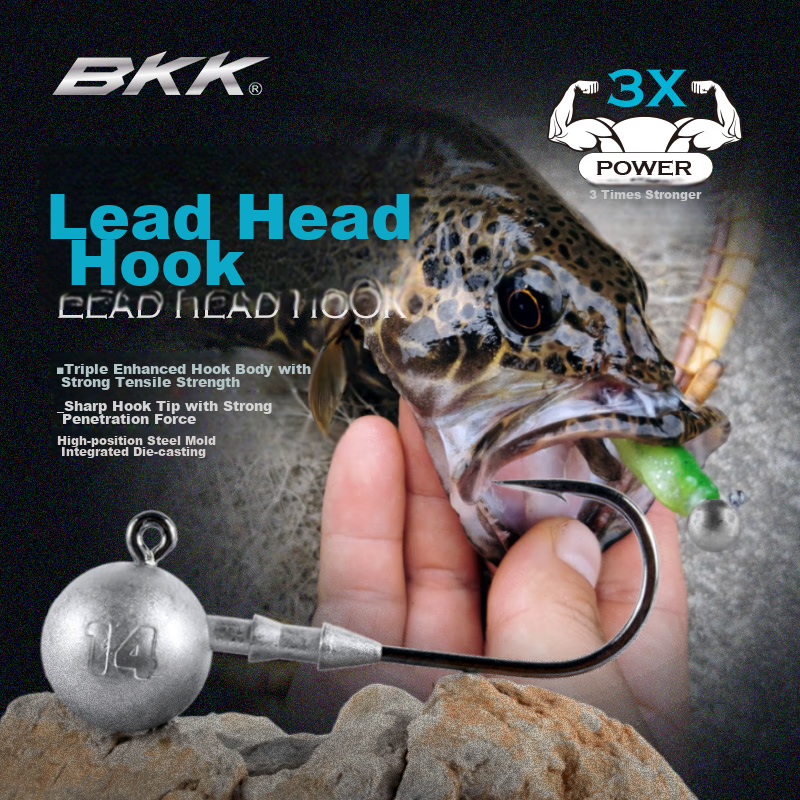 BKKBKK Triple Reinforced Lead Head Hook Lure Soft Bait Hook Curved Shank Hook Anti-Snagging Bottom Hook for Bass And Mandarin Fish Fishing