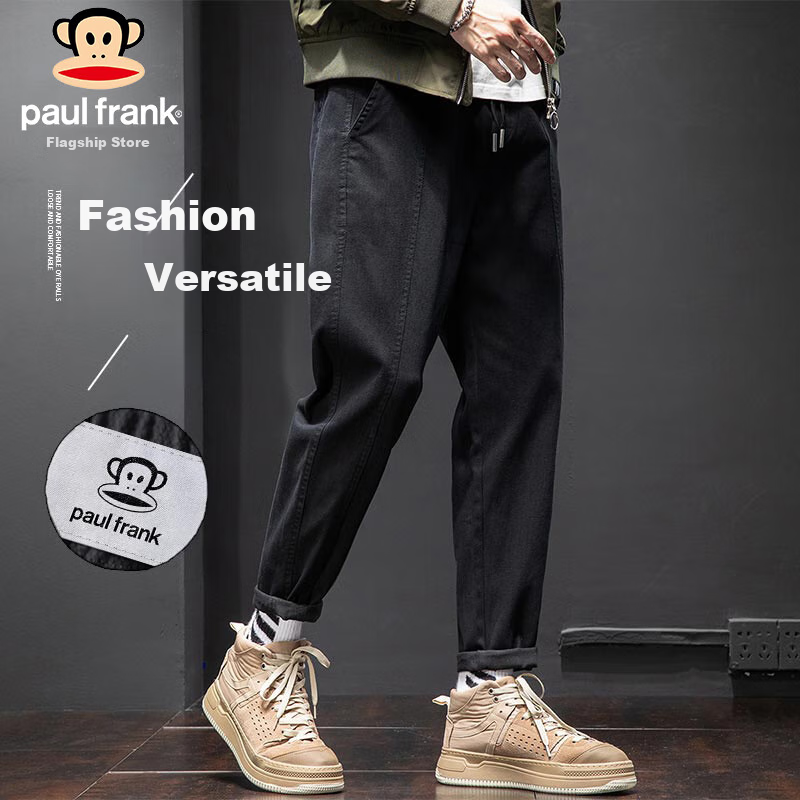 Paul Frank Men's Casual Pants Spring Slim Fit Men's Work Pants Solid Color Men's Pants Black XL
