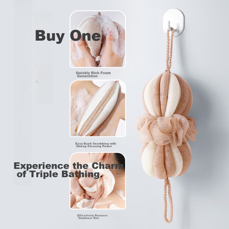 Creative Art Bath Sponge, Bath Flower Ball, Exfoliating Washcloth, Large Size for Men, Long Bath Towel, Bathing Tool, Back Scrubber, Back Exfoliating Towel