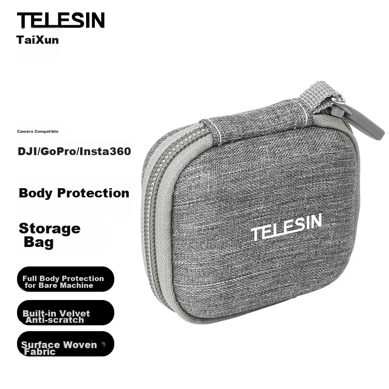 TELESIN Compatible with Insta360 GO3 Action Camera Body Protective Case, Compatible with GoPro Storage Bag, DJI Action 3/4 Storage Bag