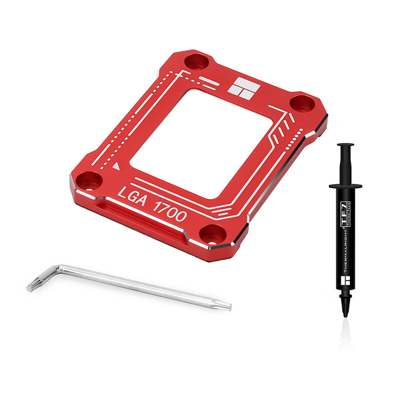Thermalright LGA17XX-BCF RED, Intel 12th/13th Gen CPU Curved Correction Anti-Bend Bracket, All-Aluminum Alloy, Includes TF7 2G Cooling Accessories