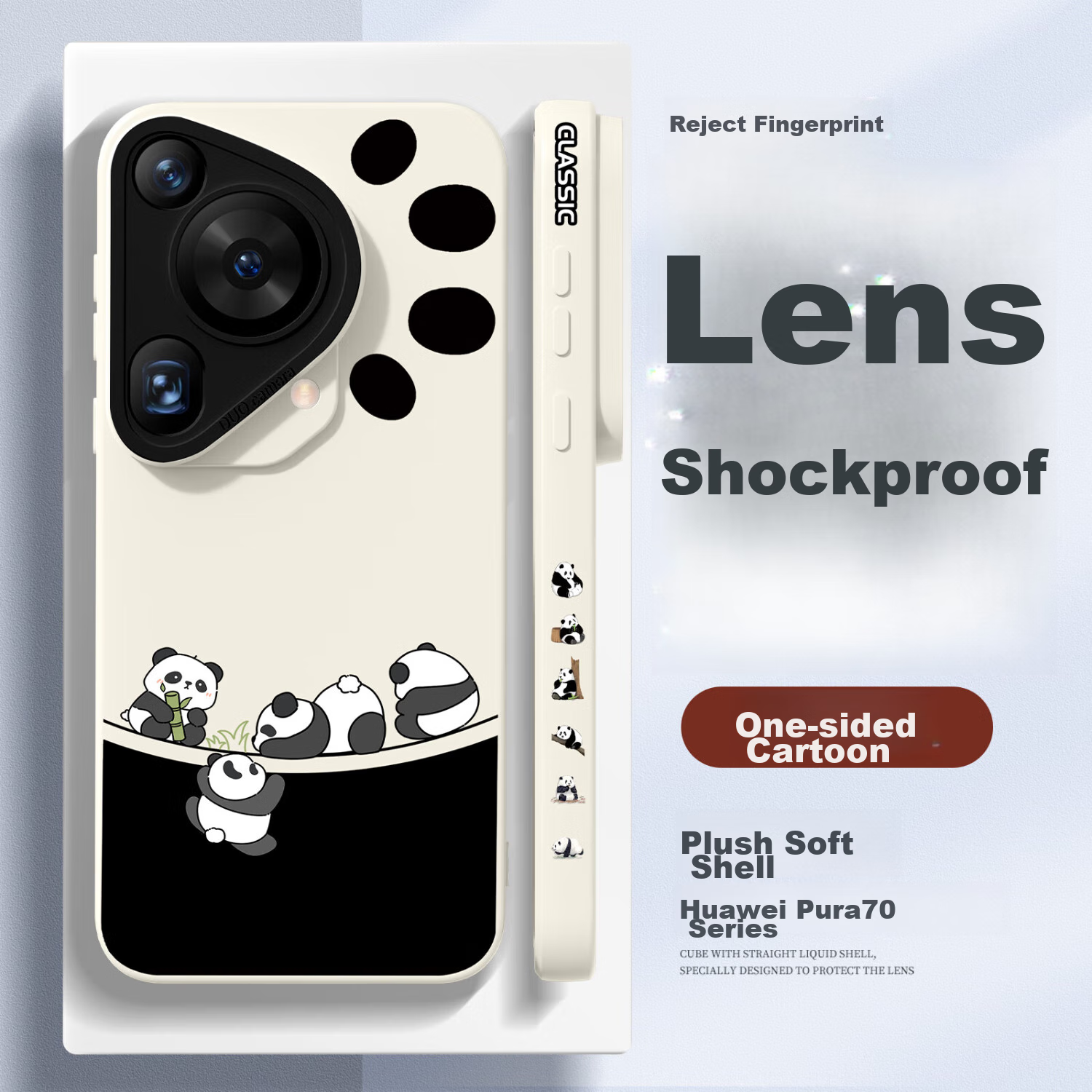 XP Suitable for Huawei Pura70Ultra Phone Case, Full Lens Protection, Pura70ultra Soft Shell, Heat Dissipation, Silicone Cartoon Design, Shockproof, High-End Feel - Antique White, Living Together, Litt