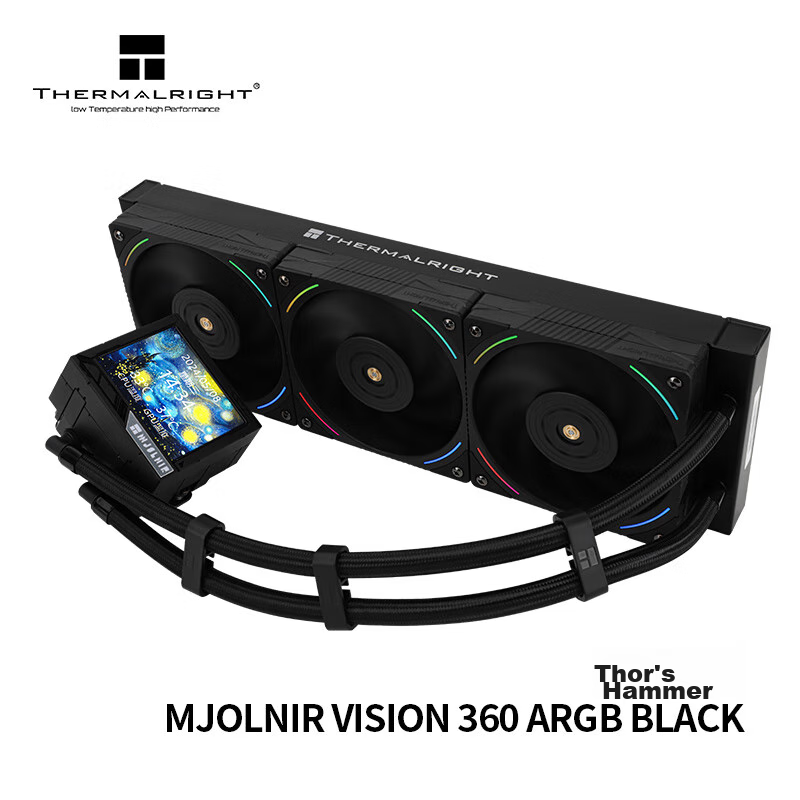 Thermalright MJOLNIR VISION 360 ARGB BLACK, All-In Liquid Cooler, 3.5-Inch LCD Screen, MV 360 ARGB BLACK