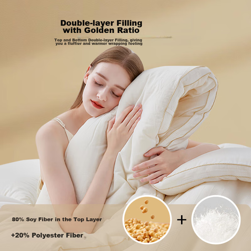 TEENIE WEENIE Class A 80% Soybean Fiber Comforter, Autumn And Winter Thick Warm Duvet, Single Or Double, All-Season Air Conditioning Quilt