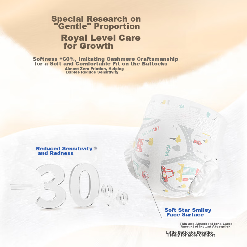 Aiwei'er AlvinUK Royal Breathable Ultra-Thin Diapers, NB Size, 24 Pieces, Newborn, Dry And Quick-Absorbing