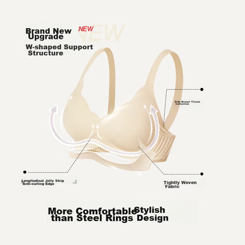 Ubras Petal Cup Soft Support Bra, Thin Straps, Women's Underwear, Wireless, Push-Up, Orchid Smoke - Back Hook, Size S