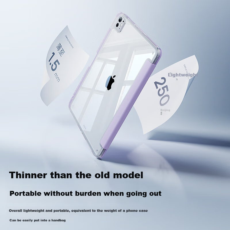 Baseus Tablet Protective Case for iPad【Thin and Flexible, Crystal Clear, Anti-Yellowing】Compatible with iPad Pro 2024 13-inch, Purple