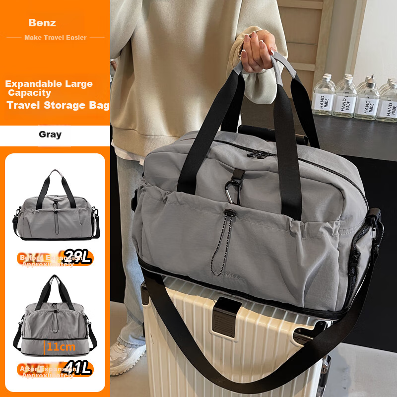 Benzini Travel Bag Unisex Large Capacity Expandable Suitcase with Trolley Luggage Storage Maternity Bag Fitness Handheld Crossbody Bag