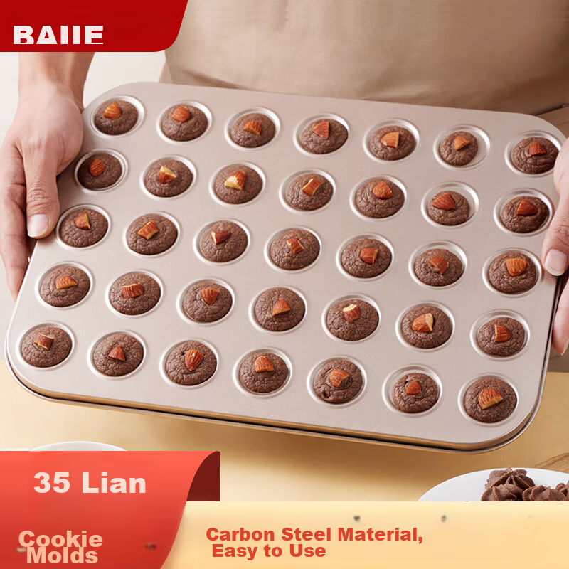 Baijie 35 Biscuit Cookie Cranberry Macaron Cake Carbon Steel Baking Sheet, Non-Stick Baking Mold for Cookies
