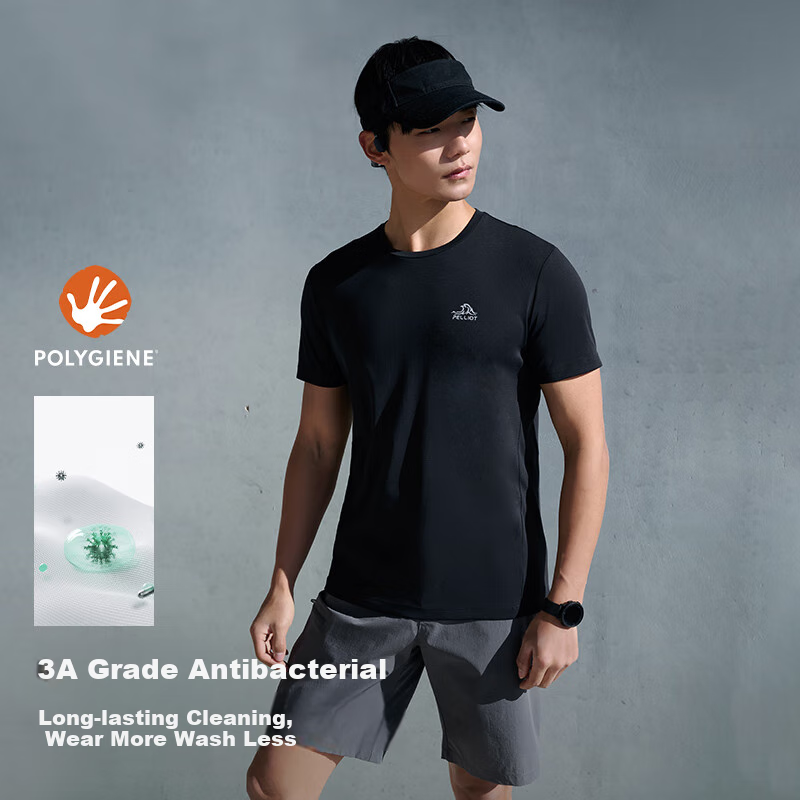 Pelliot Outdoor Quick Dry T-shirt Men Women Spring Round Neck Sports Short Sleeve Hiking Climbing High Elastic Comfortable 115215021 Green XXL