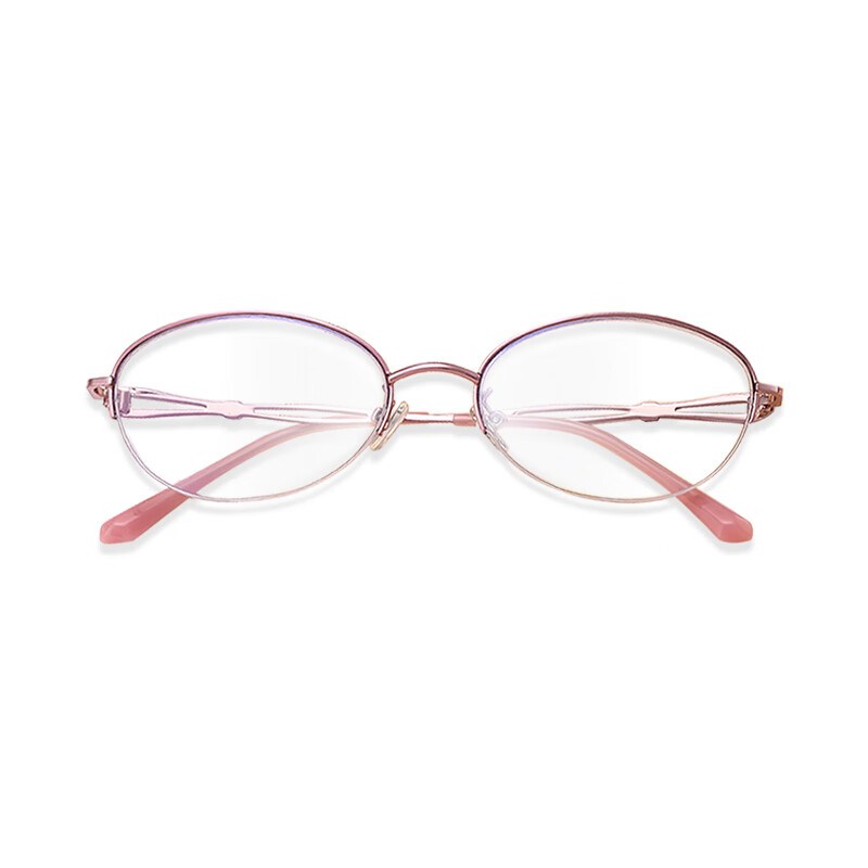 BORSIYZOL Women's High Definition Anti-Blue Light Half-Frame Glasses 8017 Rose Gold Pink 300 Degrees