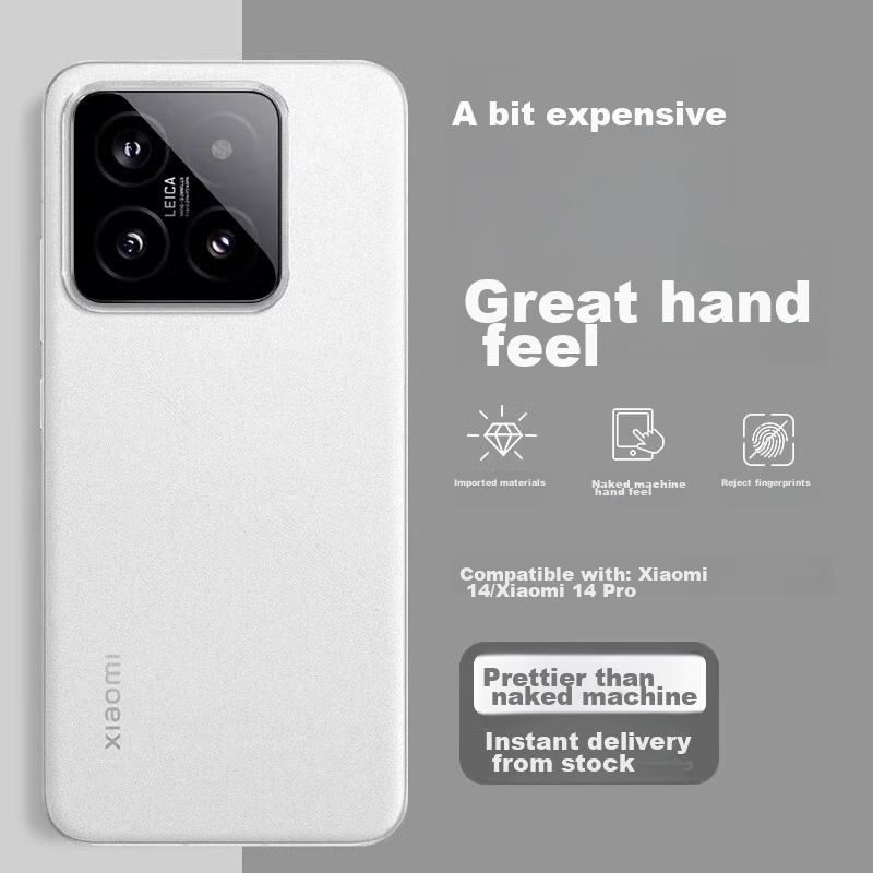 EDDGA Phone Case for Xiaomi 14, Ultra-Thin Frosted Semi-Transparent Full Lens Protection Anti-Drop Skin-Friendly Cover [Translucent White]