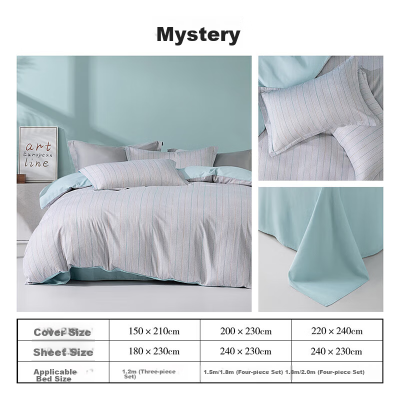 Baili Si Shuixing Home Textiles 100% Pure Cotton Bedding Set, Four-Piece Set Including Duvet Cover And Bed Sheet, for 1.5m Bed