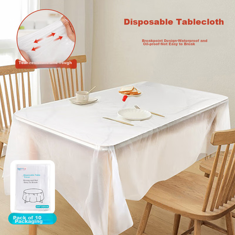 Edo Disposable Tablecloth [Thickened 180*180cm] 10 Waterproof Picnic Tablecloths, Thick And Durable, White