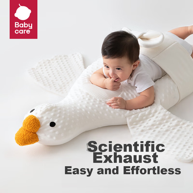 Babycare Newborn Baby Gas Relief Pillow, Newborn Baby Prone Sleeping Comfort Pillow, Sleeping Aid, 0-6 Months, Mousse Puff Goose