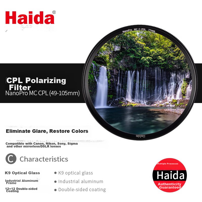 Haida NanoPro CPL Polarizing Filter, 72mm Filter, Double-Sided Multi-Layer Coated Polarizing Filter, Suitable for Canon, Nikon, Sony, Fuji And Other Mirrorless And DSLR Camera Lenses