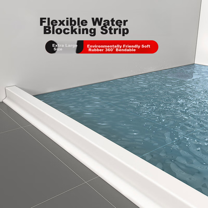 Miaoxinsi Bathroom Water Barrier Strip, Shower Room Water Stopper, Toilet Water-Proof Strip, Washbasin Water Barrier, Shower Room Waterproof Barrier, Rubber Strip, Kitchen Countertop Water Basin Water
